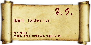 Hári Izabella névjegykártya